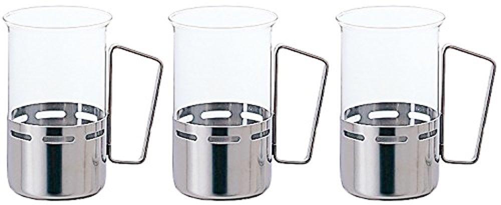 ADERIA Glass Holder Set of 3 Mug, Heat-Resistant Mug, 300ml, [Microwave-Safe/Heat-Resistant Glass] F-37440