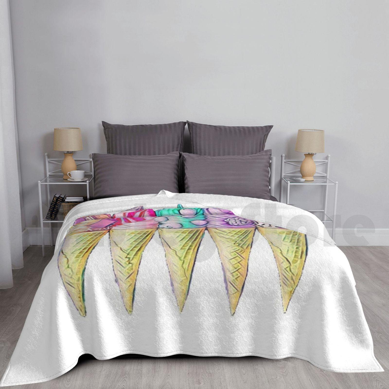 Icecream Medley Blanket Fashion Custom Icecream Cream Luxury Icecream Whipped Cream Italy Italian Cherry Fruit Size: 75*100cm, Weight: 230 GSM