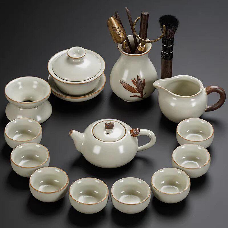 Light Luxury Ru Ware Ceramic Gongfu Tea Set