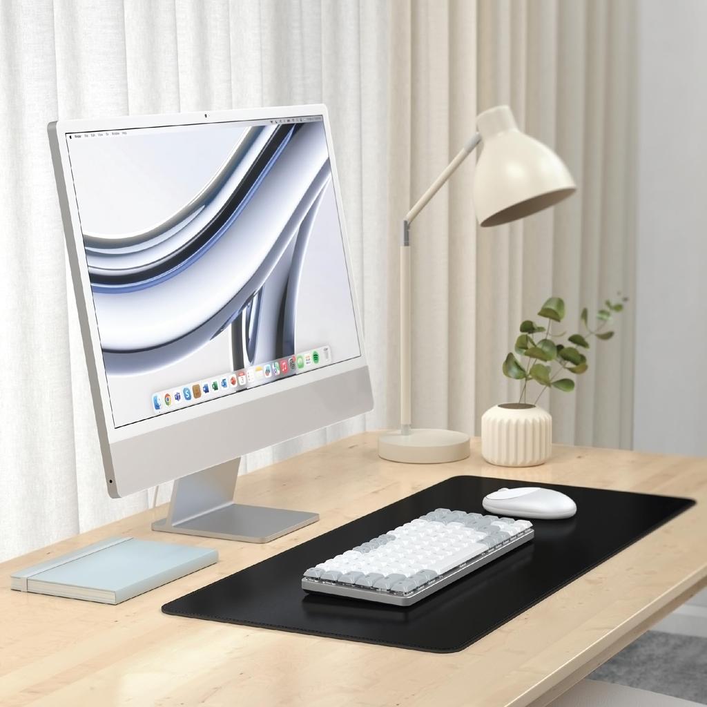 SATECHI Vegan Leather Desk Mat, Double-Sided Large Mouse Pad, Waterproof Leather, for Gaming, Office, and Remote Work (68 x 31.5 x 0.3cm) (Black)