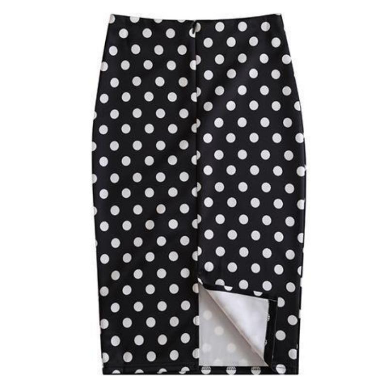 Summer Cartoon Print Elegant Pencil Skirt Women Bodycon High Waist Knee Length Skirt Female