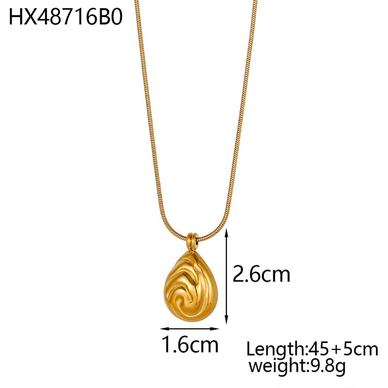 

CARLIDANA INS Hot Sale Original Design Gold Plated Stainless Steel Natural Stone Women Trendy Sea Fish Tassel Pendant Necklace