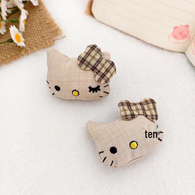 Adorable Cartoon Kitten Bow DIY Brooch & Hair Accessories for Kids' Clothing, Shoes, and Socks