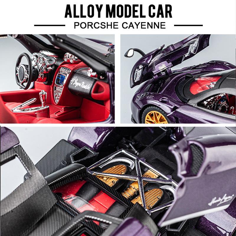 1/24 Scale Huayra Diecast Car Model Toy, Pull Back Toy Vehicle with Sound and Light for Kids Toddler Boys Girls Gift Collection