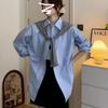 Blue Long-Sleeve Women's Layering Shirt Jacket for Early Spring 2026 - High-End Style