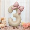 40 Inch Number 0-9 Balloon Cream White New Year Decorations Aluminum Foil Balloons with Light Pink Bow Birthday Party Balloons