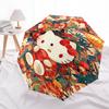 1pc Hello Kitty Festival Gift Umbrella - Automatic Opening/Closing Umbrella with Foldable Design and Iron Frame for Outdoor Use.K088