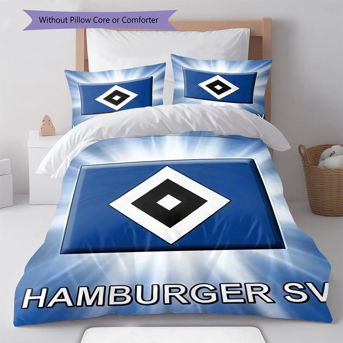 Hamburger SV Bettwäsche Bettdecken-Set Bettbezug Kissenbezug Heimdekoration Geburtstagsgeschenk (1 Bettbezug + 2 Kissenbezüge, ohne Füllung) 135x200cm blue