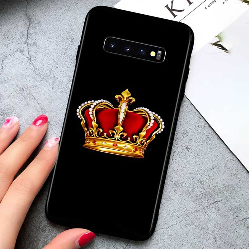 Чехол для телефона King Queen Couples для Samsung Galaxy Note 20 S20 FE Lite Ultra 10 9 8 Pro S10E S10 5G S9 S8 S7 S6 Plus Black