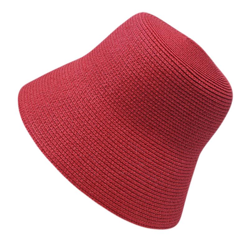 French Retro Black And White Red Bell Bucket Hat Women'S Summer Sunshade Vacation Beach Versatile Fisherman Basin Hat Straw Hat