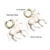 Stainless Steel Ear Clasps Stereoscopic Small Horse Dangle Earrings for Women Cute Animal Charm Jewelry Holiday Gift
