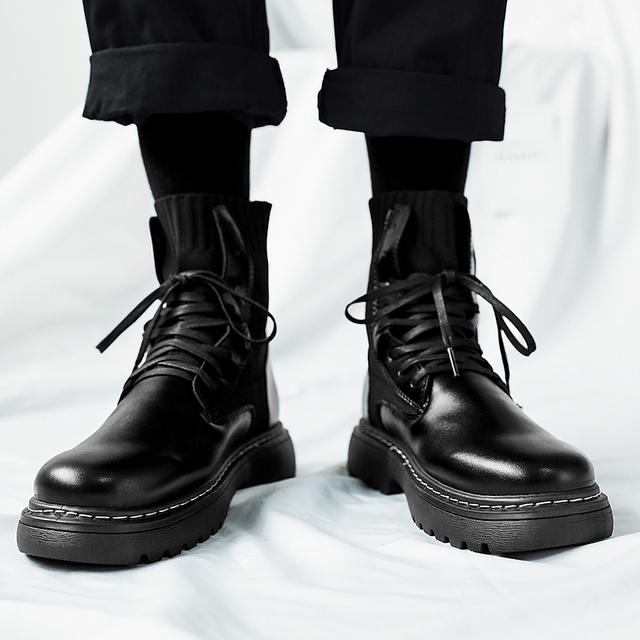 

Кожаные носки, мужские ботильоны, мужская обувь, мужские кроссовки, осень-зима, винтажная классическая мужская повседневная мотоциклетная обувь 41 чёрный