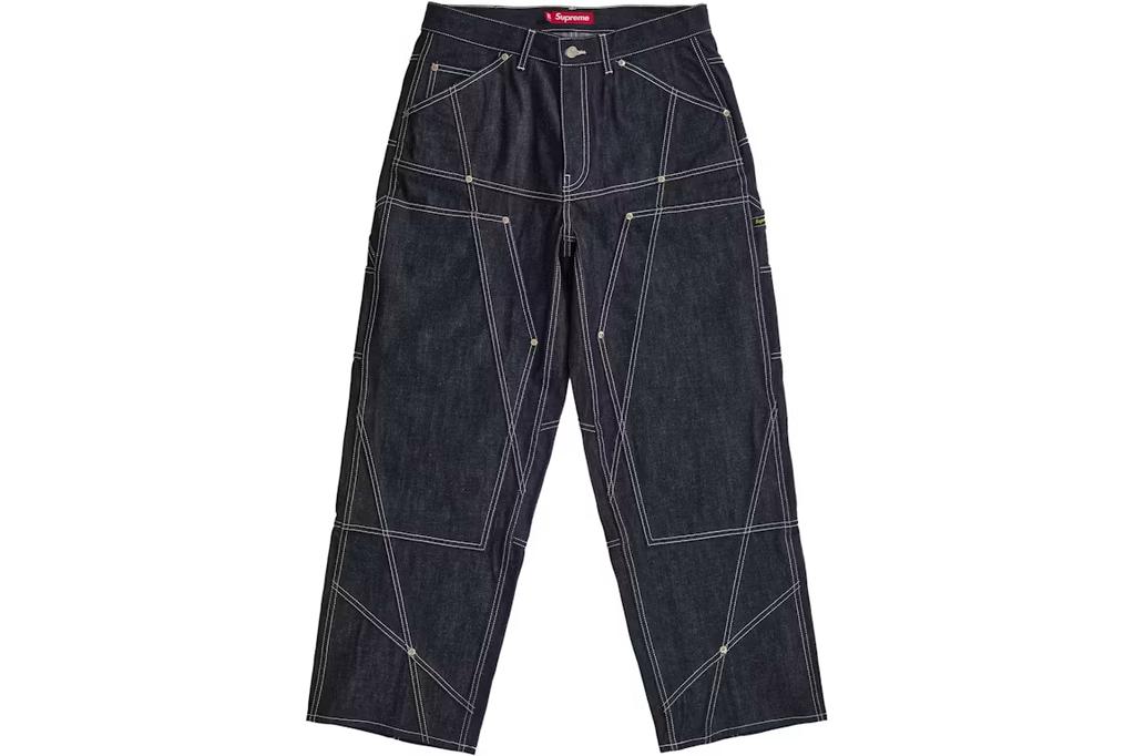 Supreme Contrast Stitch Double Knee Painter Jean Rigid Indigo