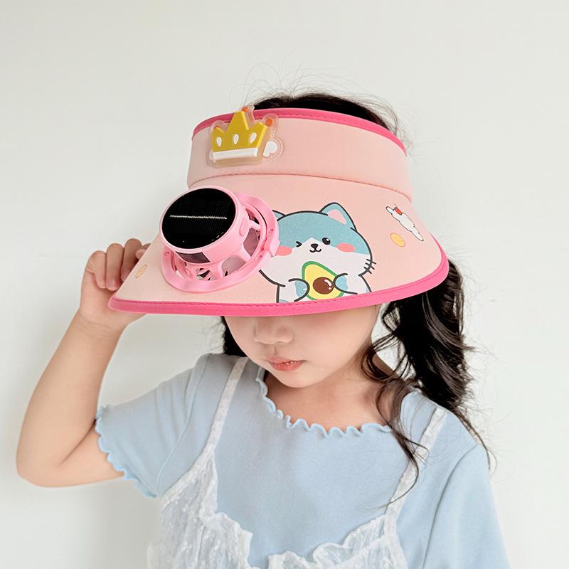 Sonnenhut mit Ventilator Kinder Sonnenschutzhut Jungen und Mädchen Sommer UV Zylinder Baby Sonnenhut