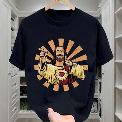 Camisetas Buddy Christ Vintage 90s Cool Jesus Religious Christian TShirt Womens Clothing Cotton Crewneck Unisex Y2k Tshirts