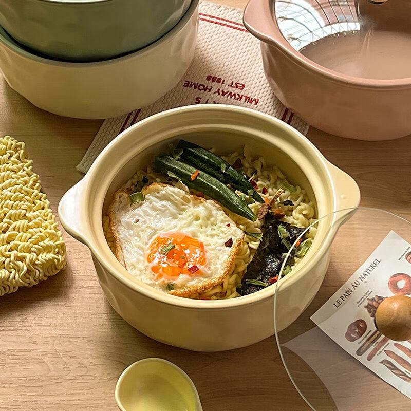 8-inch Korean Ceramic Noodle Bowl with Lid