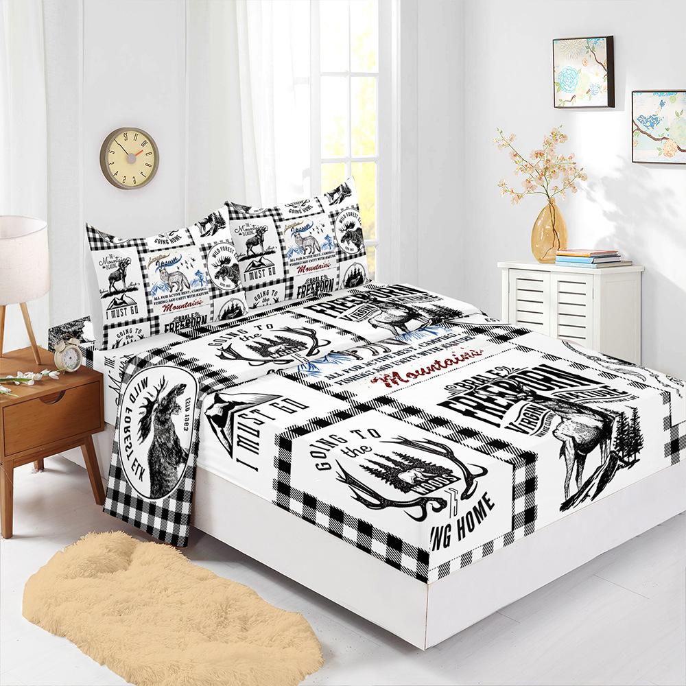 Four-Piece Mattress Set Ocean Dolphin Turtle 3D Digital Printing Kit Mattress Protective Cover