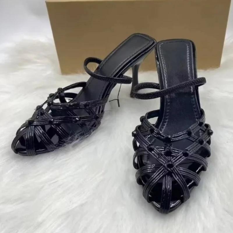 Fashion Sexy Gold Narrow Band High-heel Sandals Women Luxury Rhinestone Decorated Brand Designer Shoes Cozy Elegant Evening Dress Shoes