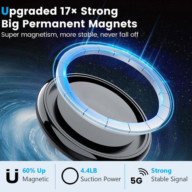 Magnetic Vacuum Suction Car Phone Holder  Foldable & Extendable Mount for Windshield/Dashboard Universal Fit for All Smartphones