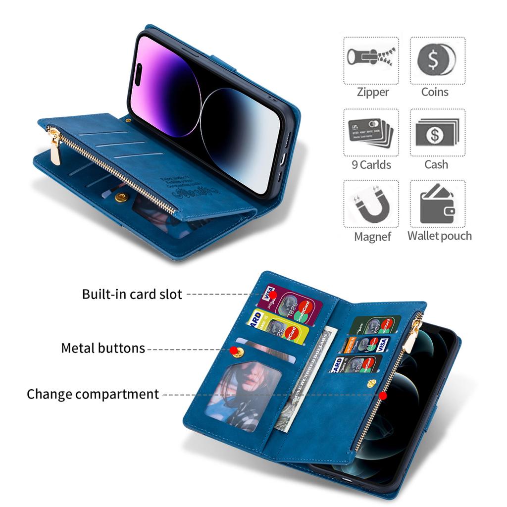 For iPhone 16 Pro Case Color Splicing Anti-Drop Leather Wallet Phone Cover