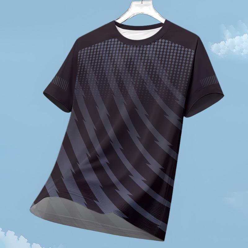 Moda 3d Gradiente Impressão T Camisa Masculina Ao Ar Livre Corrida De Fitness Esportes Manga Curta Topos Verão Casual Respirável Roupas Soltas