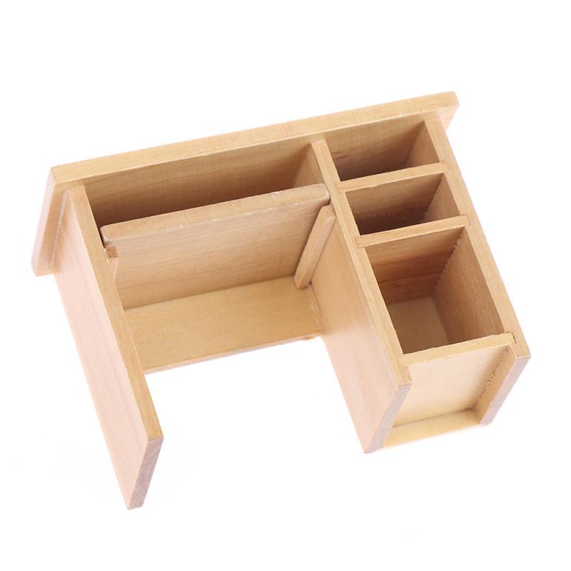 1/12 Dollhouse Miniature Desk With Keyboard And Mouse Wooden Toys Furniture