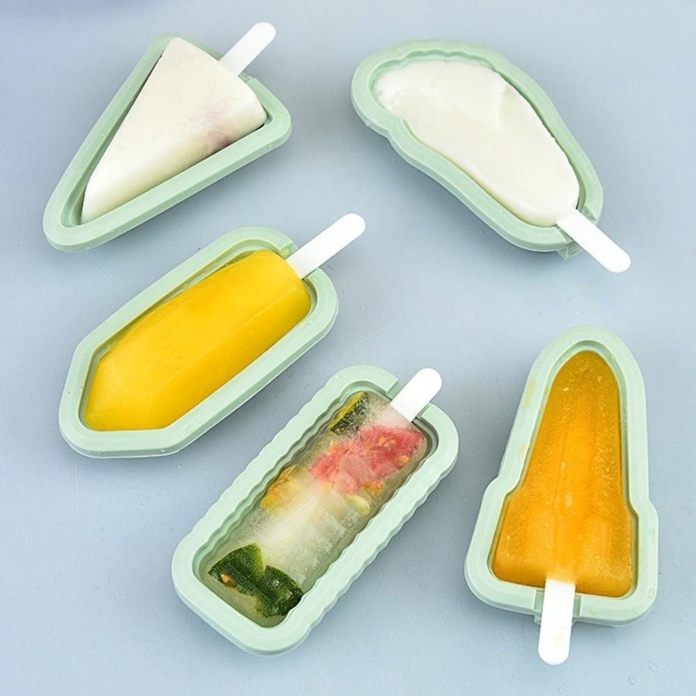 5Pcs Silicone Ice Cream Mold Multiple Shapes Popsicle Moulds Household Ice Lolly Mold