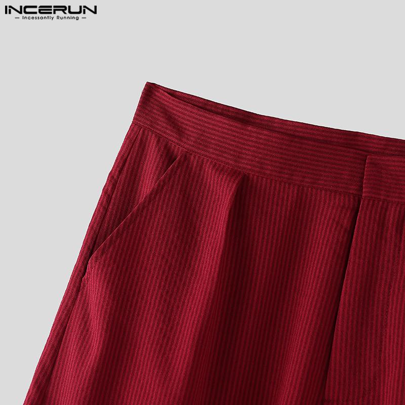 INCERUN Two Pieces Men Striped Sleeveless Vest and Zip-up Long Suit Pants Sets