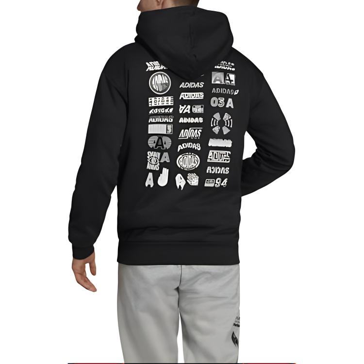 adidas Pakiet Lekkoatletyczny Casualowy Sportowy Pulower z Kapturkiem ze Sznurkiem Męskie Topy Czarny EA0370