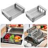 Coș Scurgere Oțel Inoxidabil Coș Scurgere Chiuvetă Bucătărie Suport Uscare Telescopic cu Suport Anti-Alunecare Suport Depozitare Ustensile