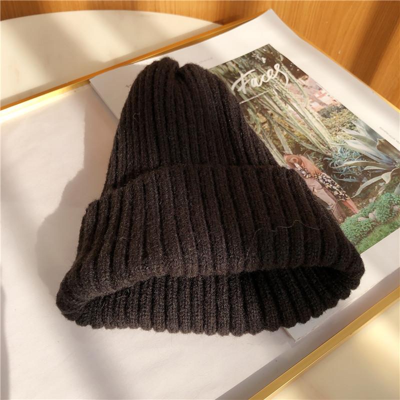 Hat Women's Autumn and Winter Versatile Solid Color Casual Student Knitted Wool Hat New Thermal Hat