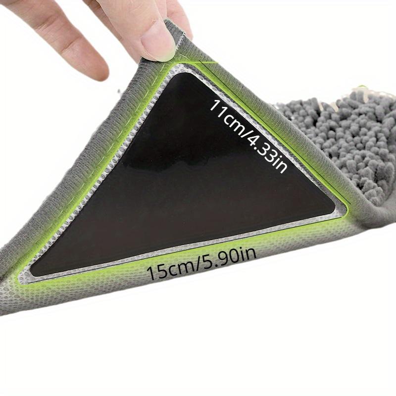 1/4/8/16 Pcs Triangle Rubber Pu Non-slip Mat for Hardwood Floors and Tiles, Reusable and Washable Tape for Area Carpets, Keeping Corners Flat (black)