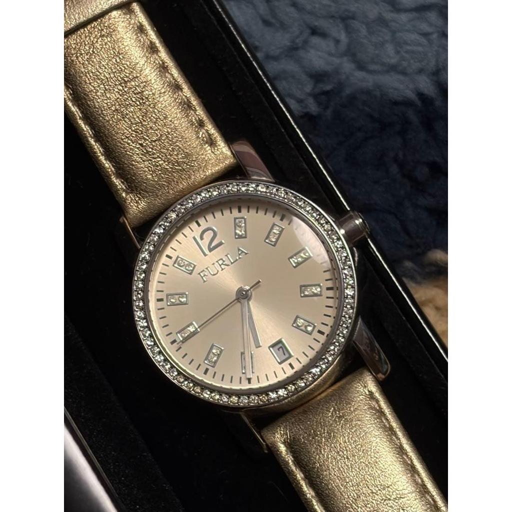 Used FURLA Gold Leather Quartz Watch