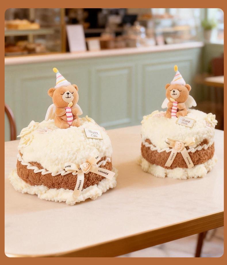 Cute Teddy Bear Doll Comfort Cushion with Scented Birthday Cake Candle