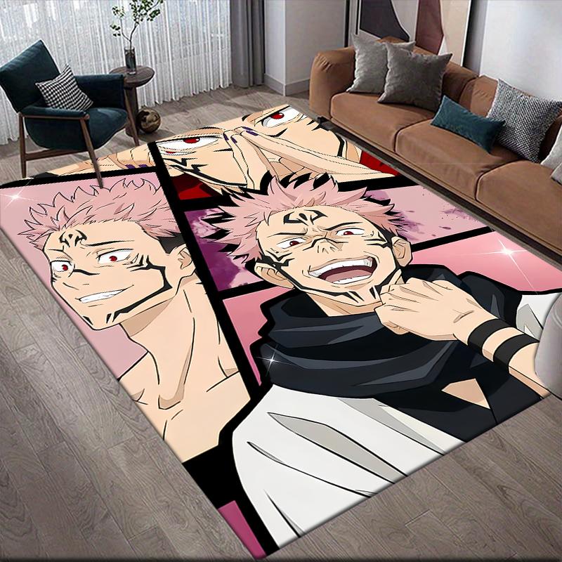 Jujutsu Kaisen Hero Squad Square Area Rug, Non-Slip Floor Mat for Living Room, Perfect Gift for Jujutsu Kaisen Fans.chl