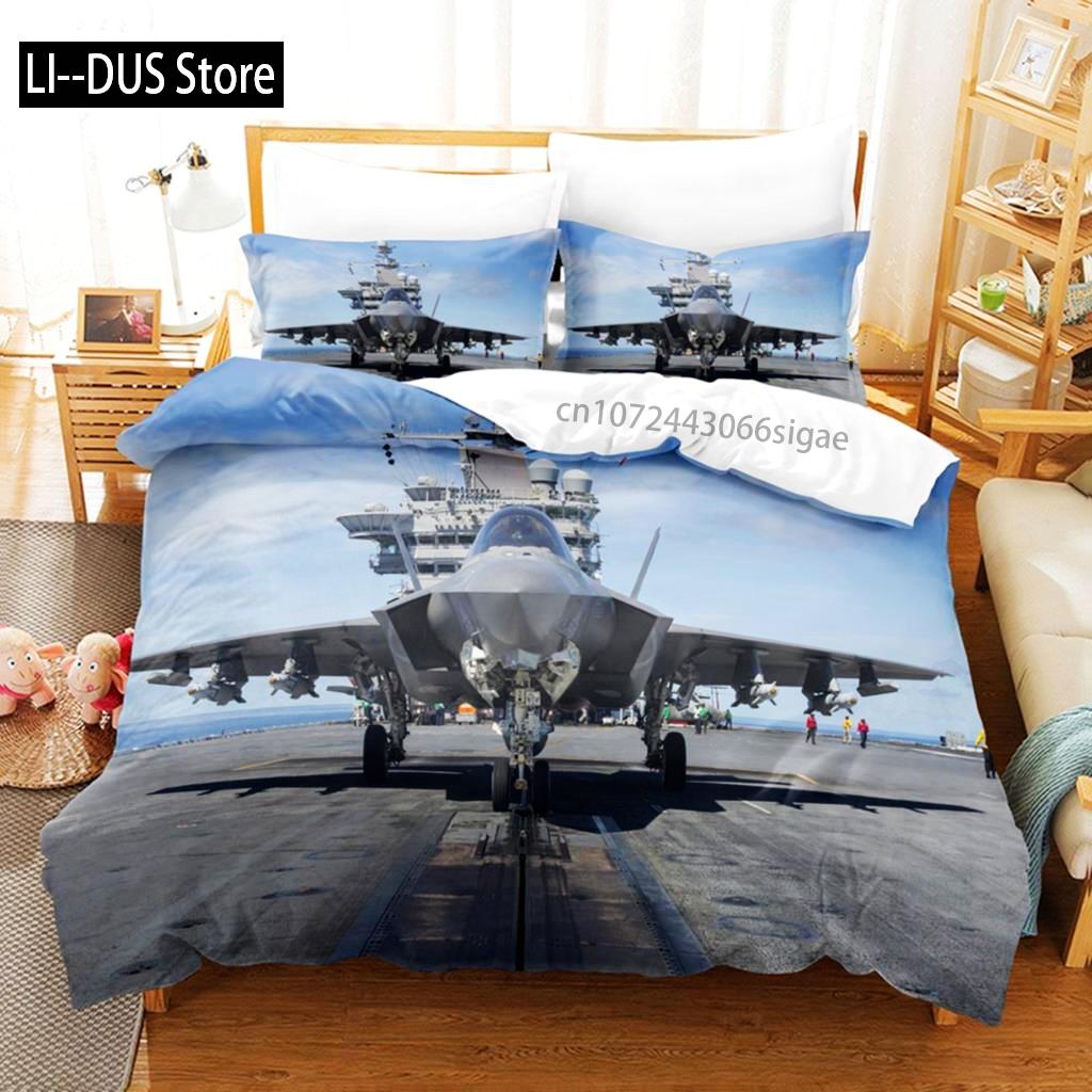 

Airplane Fighter Duvet Cover Sky Flying Fighter Bedding Set For Kids Teens Boys Modern Cool Airplane Theme Bedroom Decorations EU Single(135*200cm)3pcs