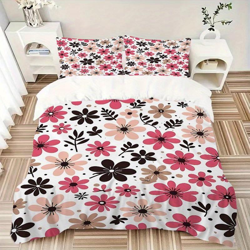 3pcs Floral Pattern Bedding Set, Breathable and Soft, Suitable for Bedroom Decor (1*Duvet Cover + 1/2*Pillowcases, No Core) yy250821146