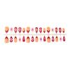 30-Piece Set: High-Grade 3D Floral Rhinestone French Almond Wearable Brown Nails.