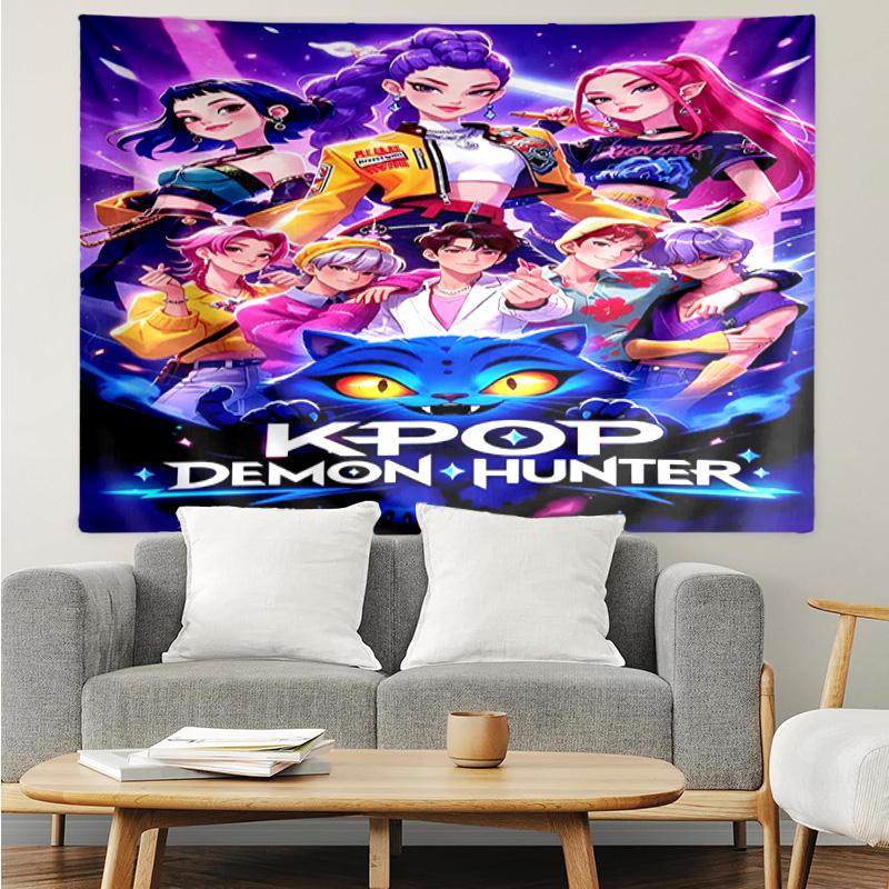 1PC K-pop Demon Hunter Adventure Tapestry, Unique Design Tapestry, Suitable for Bedroom,Livingroom, Playroom,Heartwarming Holiday Gifts