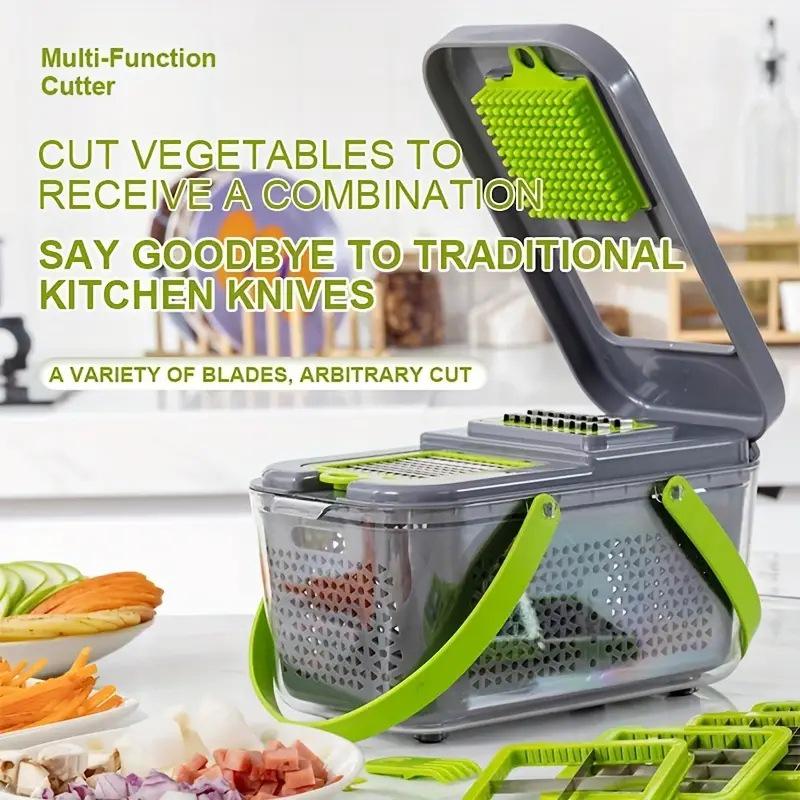 22-Piece Kitchen Vegetable Cutter, Slicer, Grater, and Dicer Set