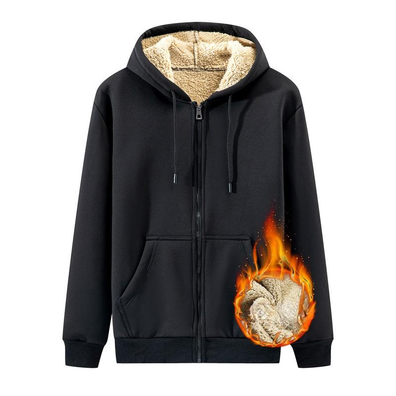 

Осенне-зимняя мужская утолщенная толстовка с флисовой подкладкой, кардиган с капюшоном, на молнии, универсальная повседневная куртка из теплой овечьей шерсти 5XL