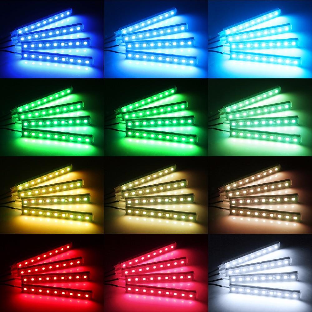Voice Control Wireless Remote Car RGB LED Neon Light Lamp Strip Decorative Lights Car Interior Neon Light Lighting Kit