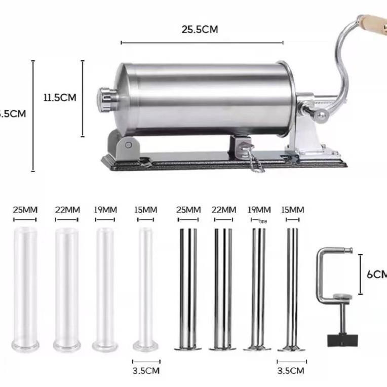 Desktop Hand-Crank Sausage Stuffer: Stainless Steel Homemade Meat Grinder for Home Use