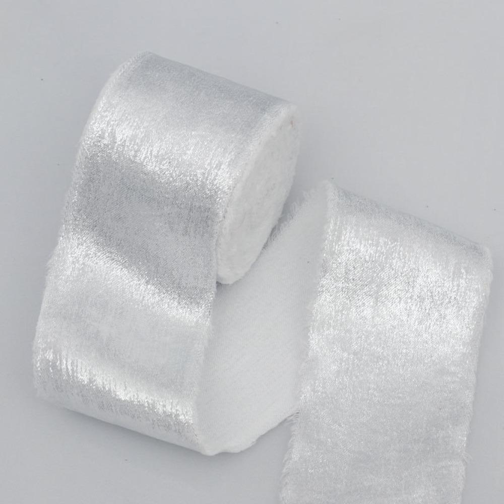 

4cm Width Glitter Chiffon Ribbon Decorative Ribbon Elegant Silk Frayed Ribbon 5m Length Luxury Frayed Ribbon Bridal Shower 4cm білий