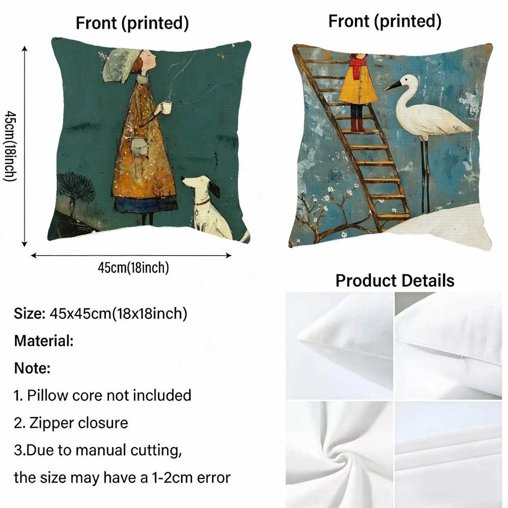Copricuscino d'Arte P-Sam Toft Set Federe in Lino Naturale, Decorazione All-In-One per Divano, Camera da Letto e Sedia