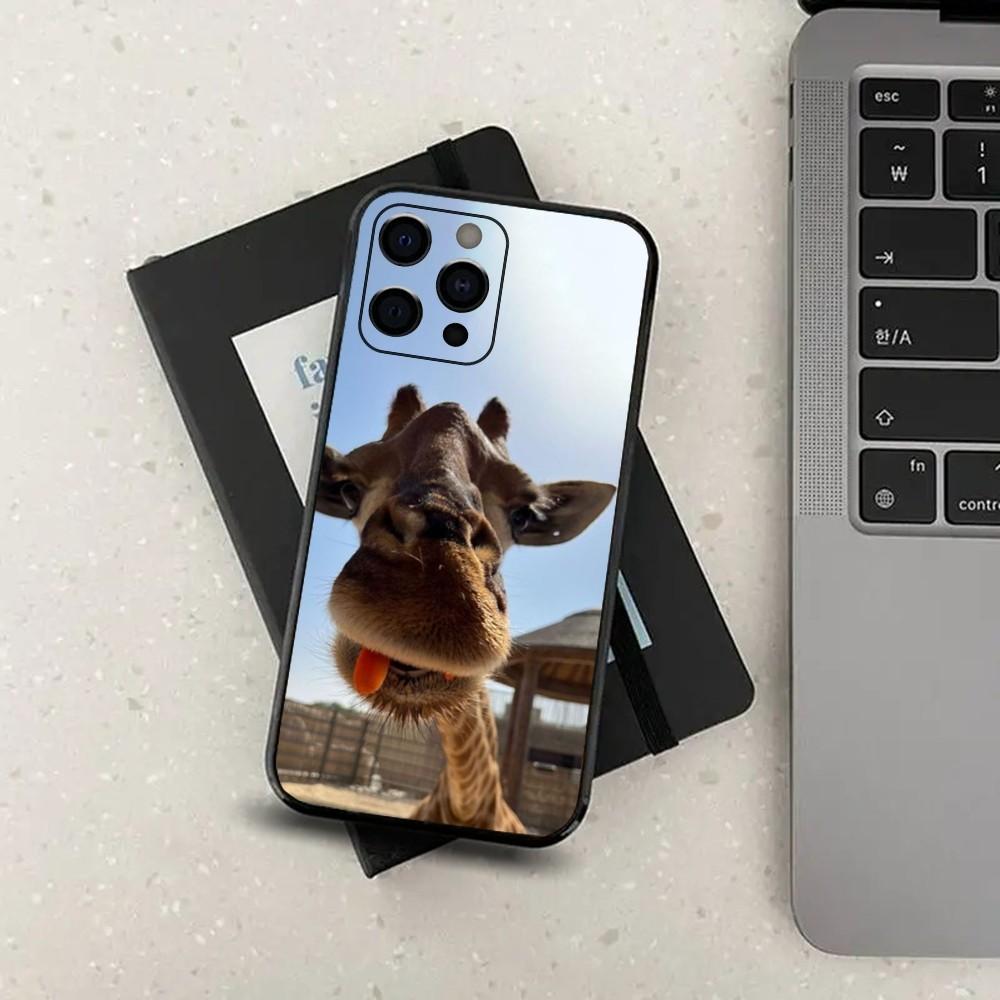 Giraffe Animal Funny Phone Case For Apple iPhone 15,14,13,12,11,Pro,X,XS,Max,XR,Plus,Mini Soft Black Cover