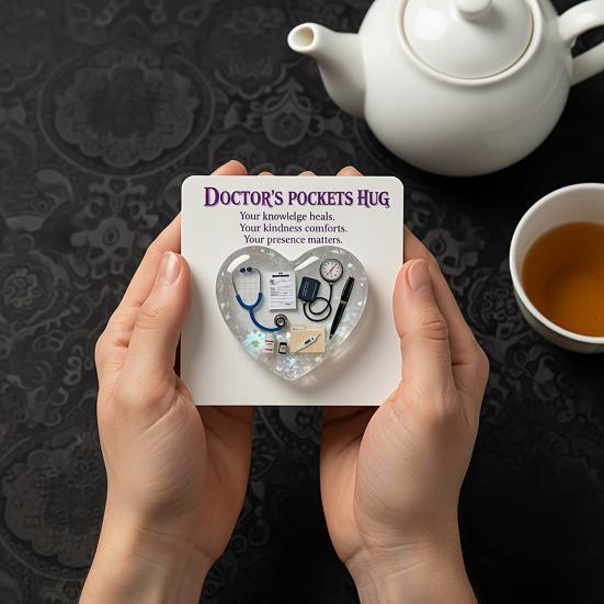 Doktor Srdce Kapesní Objetí Dárek 2D Akrylové Srdce Token povzbuzení s Kartičkou Poděkování Lékaři pro Muže Ženy Zdravotnický Personál