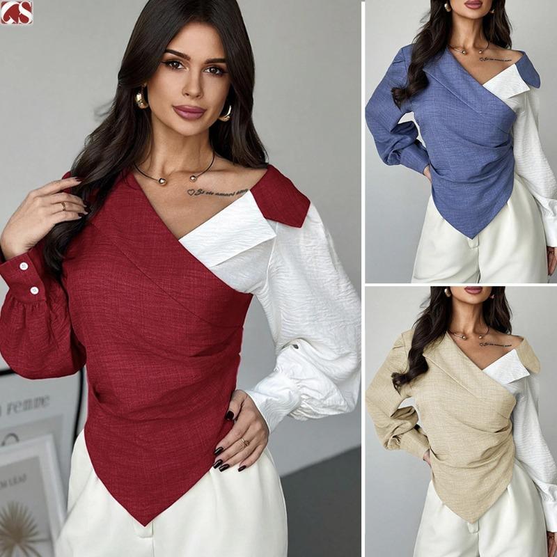 GMXIA Women's Fashion V-Neck Long Sleeve Autumn Winter Casual Blouses & Shirts
