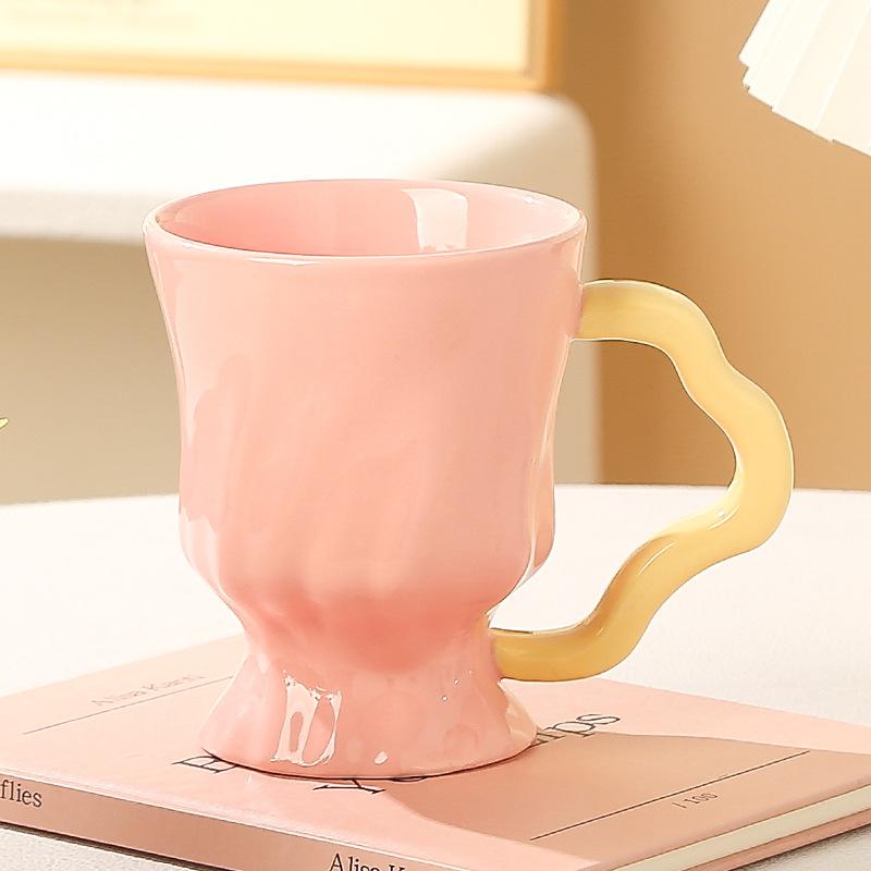 Contrast Color Ceramic Goblet Wine Glass High Looking Girls Cup Souvenir Mug Home with Water Cup Underglaze Color Men