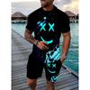 Summer Men's T-shirt Cartoon 3D Printed Pattern Breathable Lightweight Polyester Men's T-shirt Short Sleeved Shorts Set